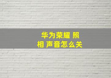 华为荣耀 照相 声音怎么关